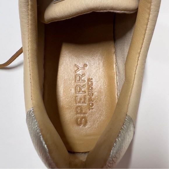 Sperry top-sider faux leather tan neutral women sz 9 gold heel accent shoes used - Picture 3 of 14